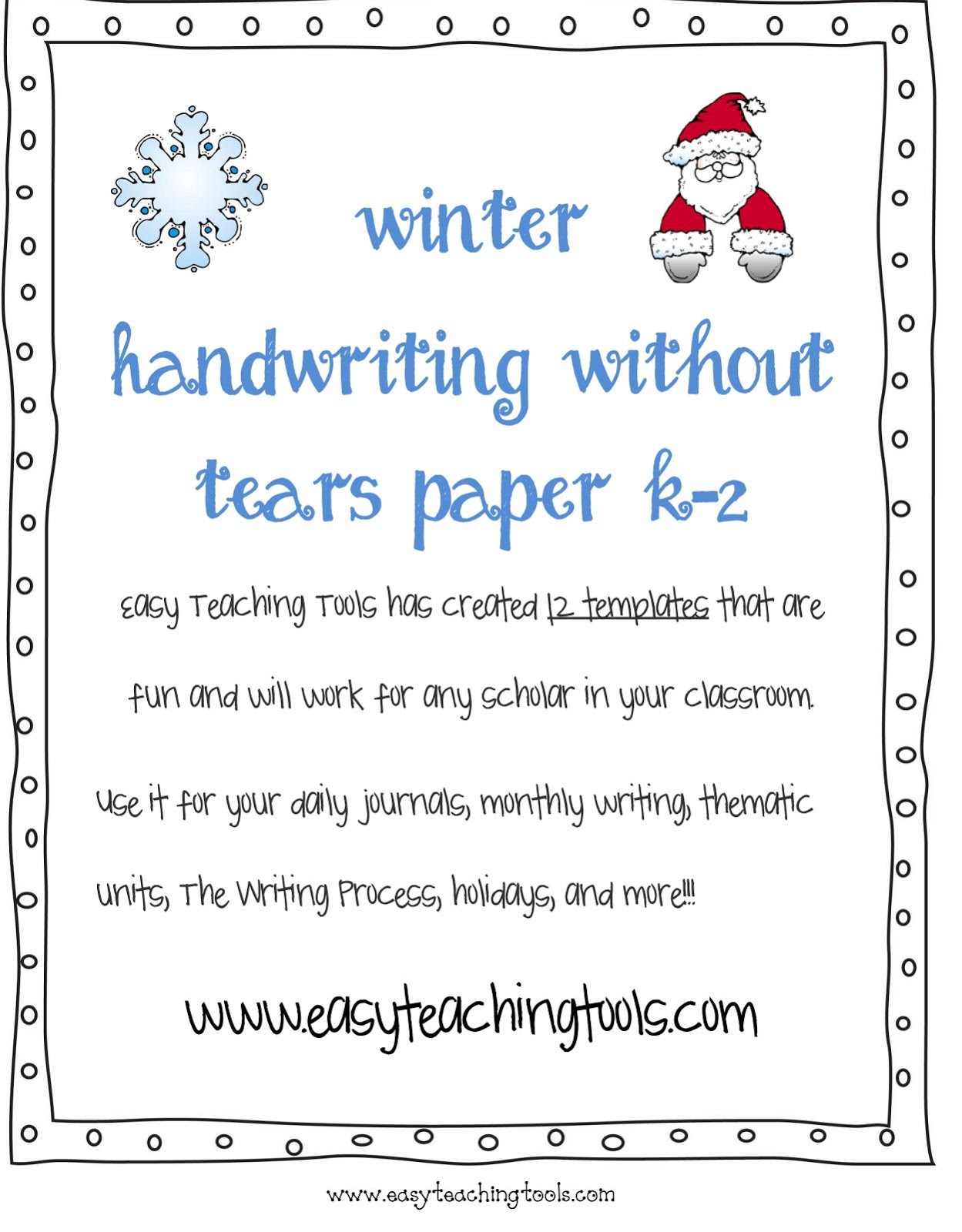 Handwriting without tears paper template